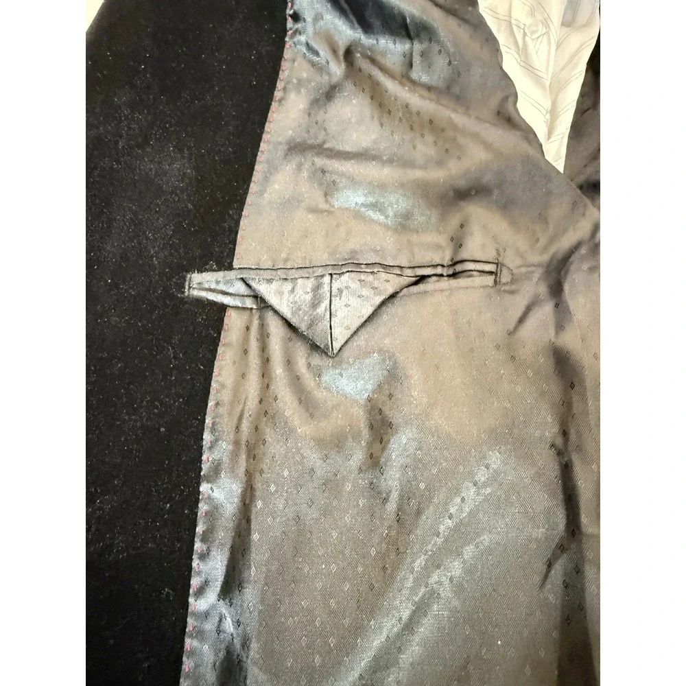 Kent‎ & Park Black and Gold Fleur De Lis Suit Jacket and Vest Mens 42R Italy